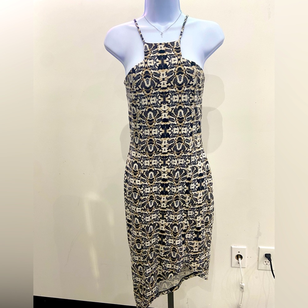Asymmetrical Halter Midi Dress